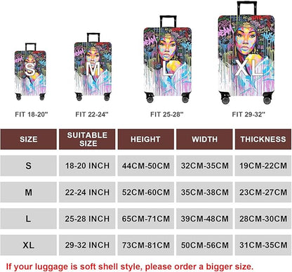 WUJIAONIAO Travel Luggage Cover Baggage Suitcase Cover Protector Skins 18-32 Inch (Graffiti A8, S (for 18-20 inch luggage))