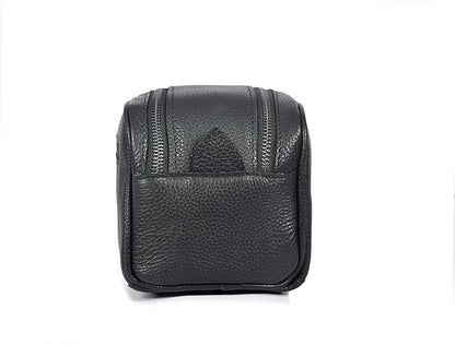 10" Premium Leather Toiletry Travel Pouch With Waterproof Lining | King-Size Handcrafted Vintage Dopp kit By Aaron Leather Goods (Jade Black)