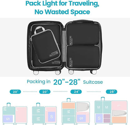 Cambond Compression Packing Cubes for Travel Women - Expandable Travel Bags Luggage Organizers Travel Essentials Compression Cubes for Travel Carry on Suitcases Organizer