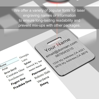 Stainless Steel Personalized Luggage Tags for Suitcases - Custom Name ID Travel Tags for Luggage, Backpacks, Baggage and Bags - Metal Unique Lable - Travel Essentials Accessories for Kids, Women, Men