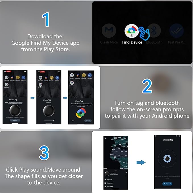 Bluetooth Smart Tags for Android,Air Tracker Tags-4 Pack Android,Keys Finder,Item Locator Works with Google Find Hub App(Android only),Android Tracker Tag for Keys,Luggages