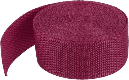 MECCANIXITY Lightweight Polypropylene Webbing Strap 1 1/2" 5 Yard Backpack Strapping Band Dark Red for Outdoor Luggage Cargo Straps