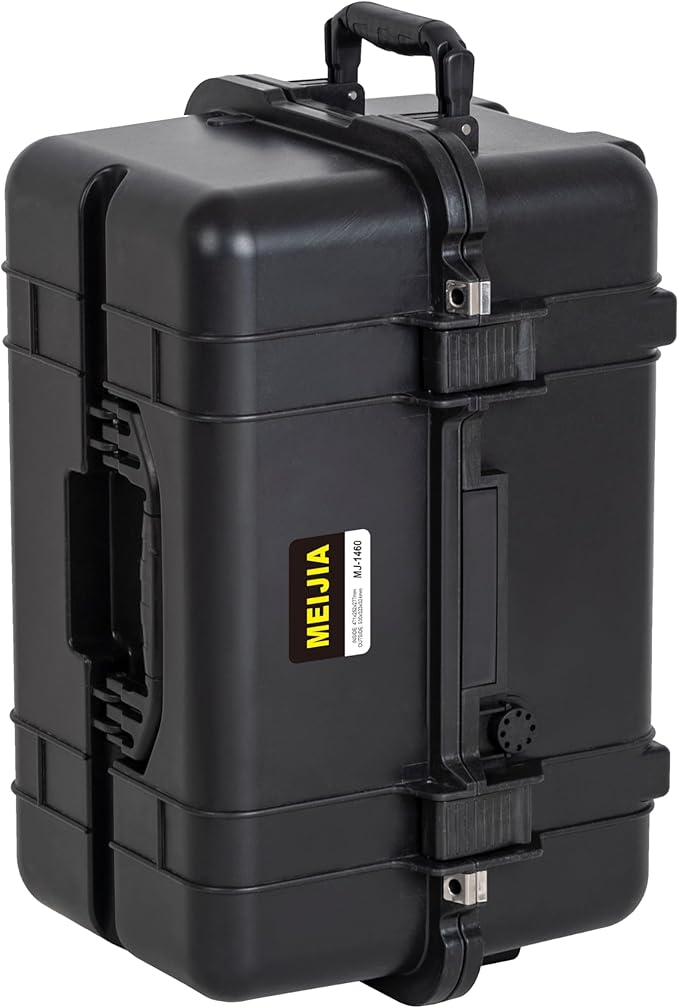 MEIJIA All Weather Waterproof Hard Camera Case,Hard Case,With Customized Fit Foam Included, Elegant Black,Fit for Drones,camera,lens (20.87"x12.72"x12.76")