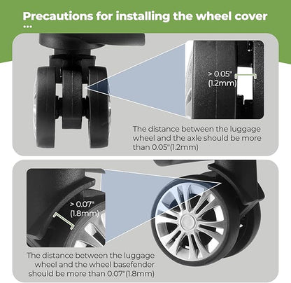 8 Pcs Upgrade Luggage Wheel Covers, Carry On Luggage Suitcases,Wear-Resistant, Anti-Noise, Silicone Wheel Protective Covers for 2-2.4" Spinner Wheel,Essential Travel Accessories (Green)