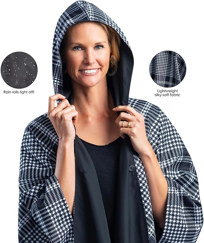 RainCaper Womens Rain Cape Poncho Coat Jacket with Hood Reversible Gorgeous Ultrasoft