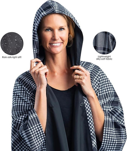 RainCaper Womens Rain Cape Poncho Coat Jacket with Hood Reversible Gorgeous Ultrasoft