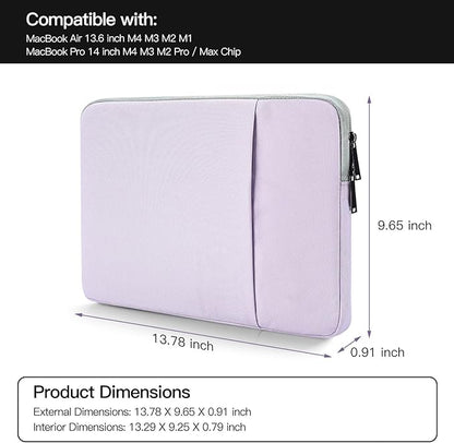 Laptop Sleeve Case for MacBook Air 13 inch M2 M3 M4 A3240 A3113 2025-2023, Compatible with MacBook Pro 14 inch M5 M4 M3 M2 M1 Pro Max A3112 A3185 A3401 A2779 A2442 A2918 Water Resistant Bag-Purple