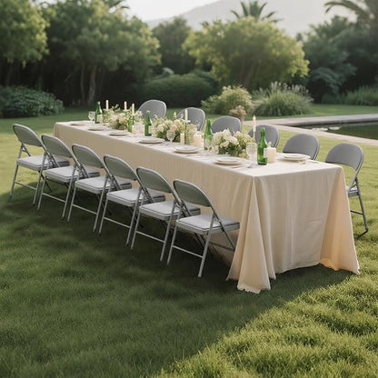 6 Pack Gray Folding Chairs with Padded Cushion for Outside, Portable Stackable Commercial Metal Foldable Chairs with Steel Frame for Party Home Events Office Wedding, 350lbs Capacity