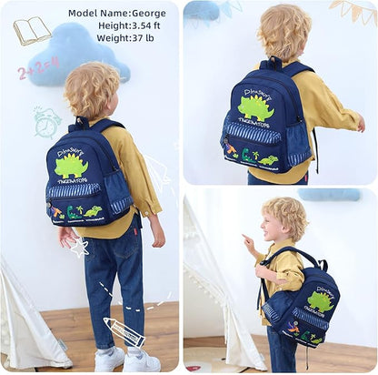 willikiva Cute Zoo Little 3d Backpack Kids Backpack for Boys and Girls Toddler Backpack Waterproof Preschool(Deep Blue Dinosaur)