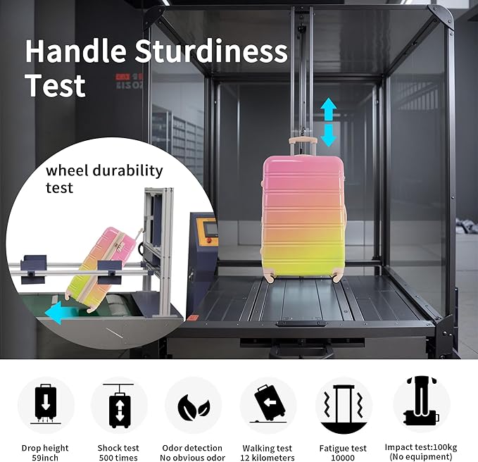 Hardshell Luggage Sets 3 Piece Gradient Color Expandable Suitcase with Spinner Wheels and TSA Lock