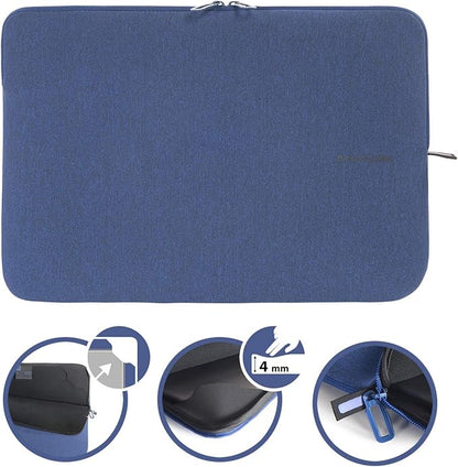TUCANO Melange Neoprene Sleeve Comp. with MacBook Pro 16” / Laptop up to 15.6”, 4mm Thick, Anti-Slip, Anti-Scratch Blue