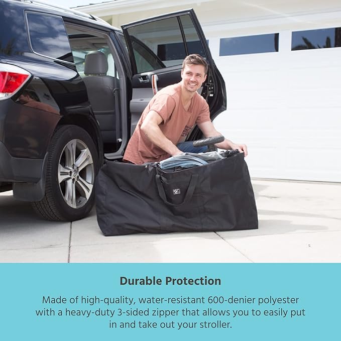J.L. Childress Standard & Dual Stroller Bag - Travel Bag for Airplane, Fits Most Single & Double Baby Strollers, Airport Accessories for Gate or Baggage Check, Adjustable Strap - X-Large, Unpadded