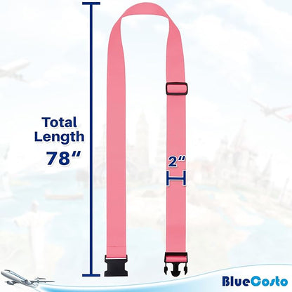 Luggage Straps for Suitcases - TSA Approved - Multicolored, 4 PK - Premium Nylon Belts for Suitcase, Briefcase & Travel Bag - Adjustable Strap Length 46" - 78"