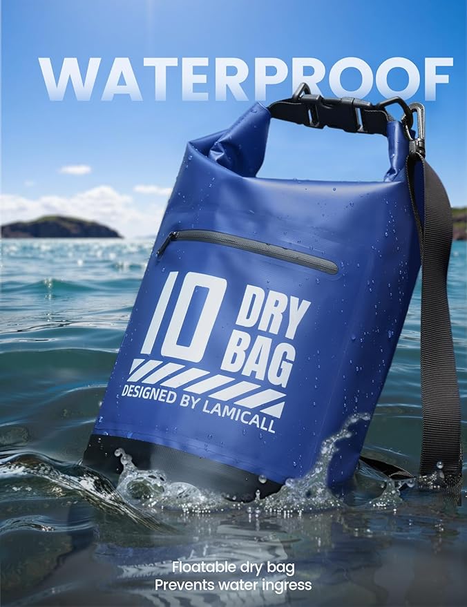 Lamicall Dry Bag Waterproof Backpack - [Durable & Floating] 5L/10L/20L/30L/40L Large Water Proof Bag with Waterproof Phone Case for Kayaking, River Rafting, Lake, Float Trip, Tubing Essentials