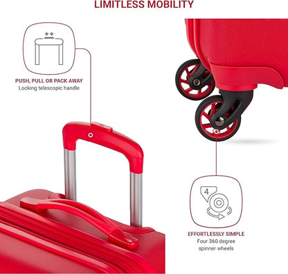 SwissGear 7366 Signature Hardside Expandable Luggage with Spinner Wheels, TSA Lock, Cup-Holder, Red, Carry-On 19-Inch