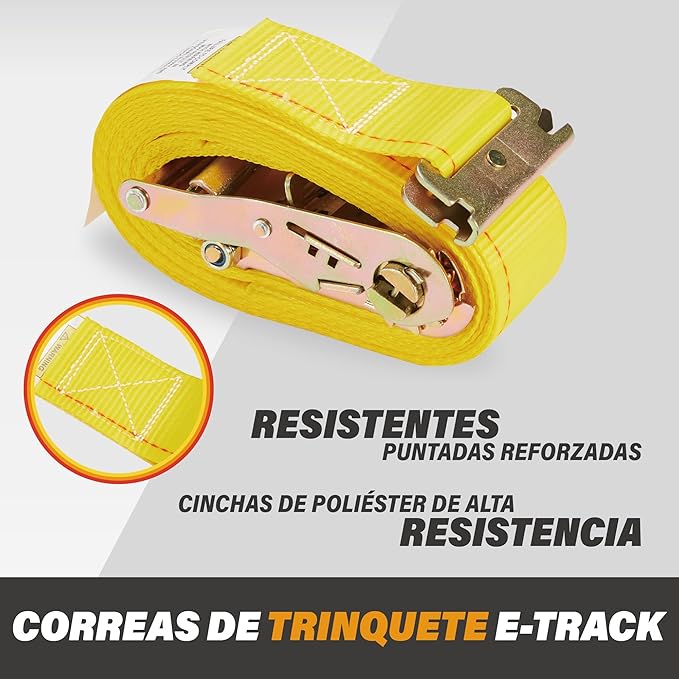 4 Pack E-Track Ratchet Straps 2" x 16' x 4,400 lbs Strength for Cargo Tie Down in Enclosed Trailer & Van by KODIAK STRAPS