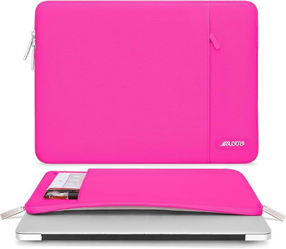 MOSISO Laptop Case 13.3 inch, 13-13.3 inch Laptop Sleeve Compatible with MacBook Air/Pro 13/Pro 14 M5 M4 M3 M2 M1, HP Dell ASUS Lenovo,Polyester Vertical Computer Sleeve Bag with Pocket, Bright Rose
