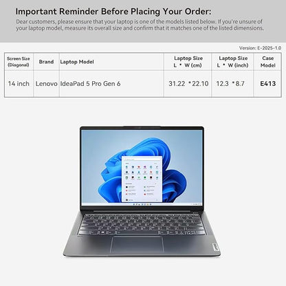 Smatree 14 inch Laptop Sleeve for Lenovo IdeaPad 5 Pro Gen 6 Laptop Bag with Accessory Pocket, YKK Zipper, Patented Shockproof Design (E413)