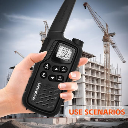BAOFENG MP25 Walkie Talkies,Family Walkie Talkie Camping Essentials NOAA Weather Scan 155 Privacy Codes 22 FRS Channels 2PC (Black)