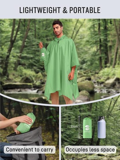 SaphiRose Hooded Rain Poncho Waterproof Raincoat Jacket for Men Women Adults