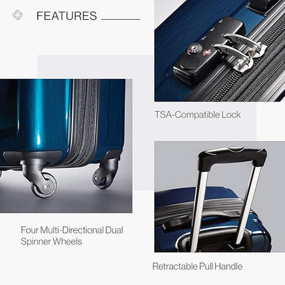 Samsonite Winfield 2 Hardside Expandable Luggage with Spinner Wheels, Deep Blue, Checked-Large 28-Inch