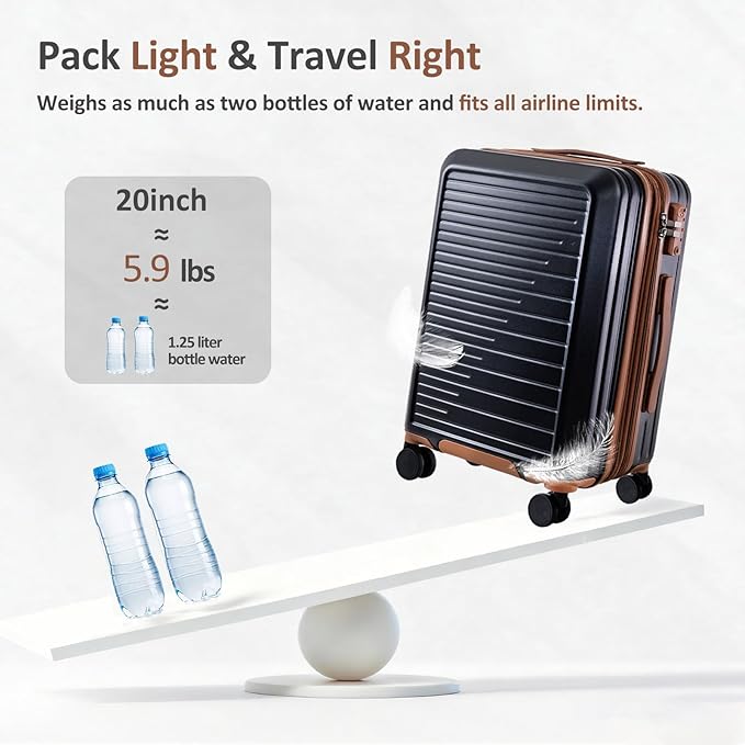 OUZZO 20 Inch Carry On Luggage, 22x14x9 Airline Approved,PC Hardshell Expandable Suitcases with Spinner Wheels TSA Lock, Lightweight Travel Luggage for Business Trip & Weekend Getaway
