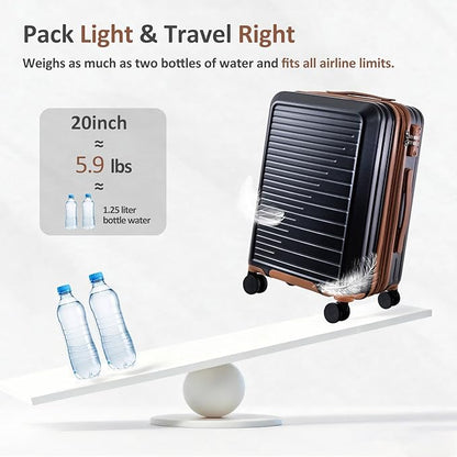 OUZZO 20 Inch Carry On Luggage, 22x14x9 Airline Approved,PC Hardshell Expandable Suitcases with Spinner Wheels TSA Lock, Lightweight Travel Luggage for Business Trip & Weekend Getaway