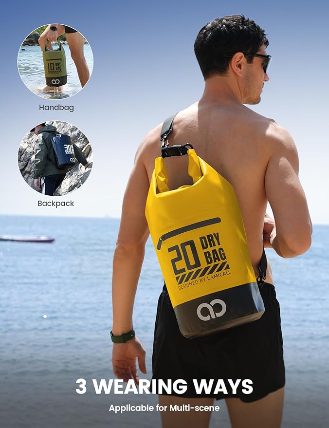 Lamicall Dry Bag Waterproof Backpack - [Durable & Floating] 5L/10L/20L/30L/40L Large Water Proof Bag with Waterproof Phone Case for Kayaking, River Rafting, Lake, Float Trip, Tubing Essentials