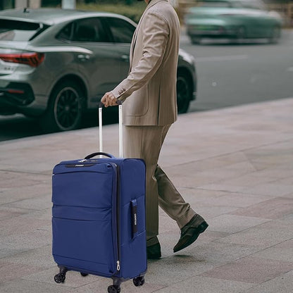 LIGHTGO Lightweight Softside Luggage,20inch Carry on, Water-Resistant, TSA Approved Lock, Spinner Wheel, Turquoise, 20inch
