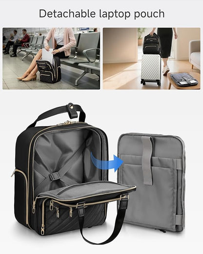 LUGGEX Underseat Carry On Luggage with Wheels, Stylish Lightweight Under Seat Luggage, Soft Sided Personal Item Suitcase for Short Trip (Cream White, 16 Inch)