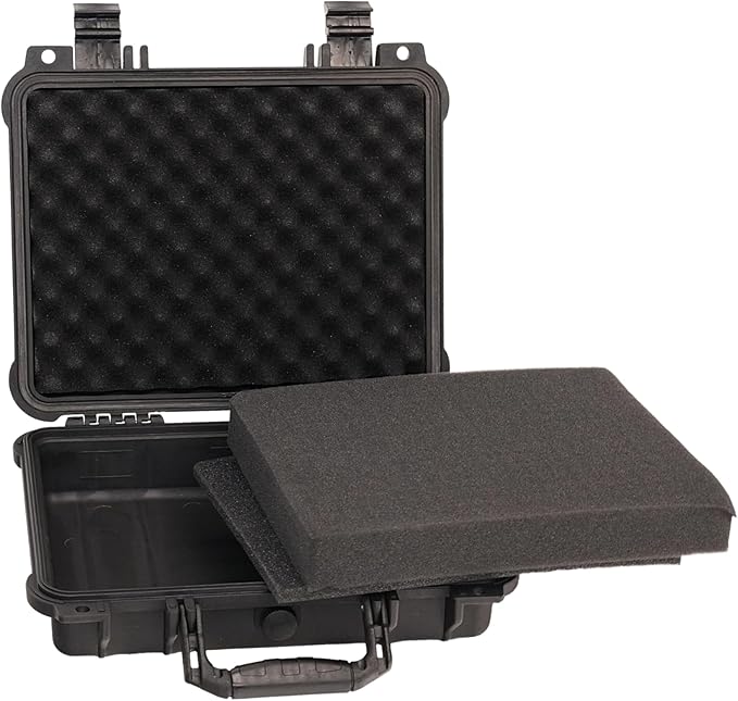 MEIJIA All Weather Waterproof Hard Camera Case,Hard Case,With Customized Fit Foam Included, Elegant Black,Fit for Drones,camera,lens (13.39"x11.61"x3.93")