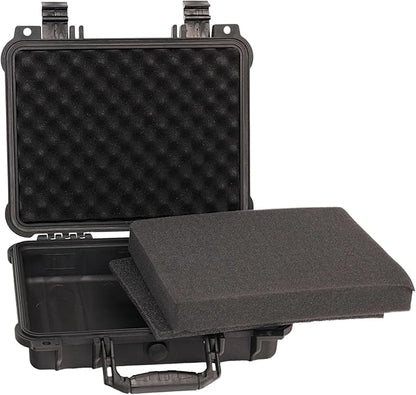 MEIJIA All Weather Waterproof Hard Camera Case,Hard Case,With Customized Fit Foam Included, Elegant Black,Fit for Drones,camera,lens (13.39"x11.61"x3.93")