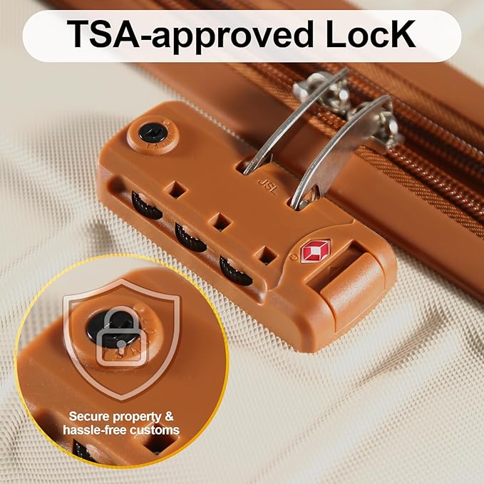 4 Piece Luggage Set Expandable ABS Travel Suitcase Set TSA Lock Hardshell Durable Lightweight Traveling Luggage Sets Gift for Back to School (OFF White, 28in26in20in13in)