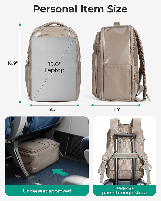 BAGSMART 30L Travel Backpack, 15.6 Inch Carry On Backpack Flight Approved, Personal Item Travel Bag, Water Resistant Weekender Bag Daypack, Black