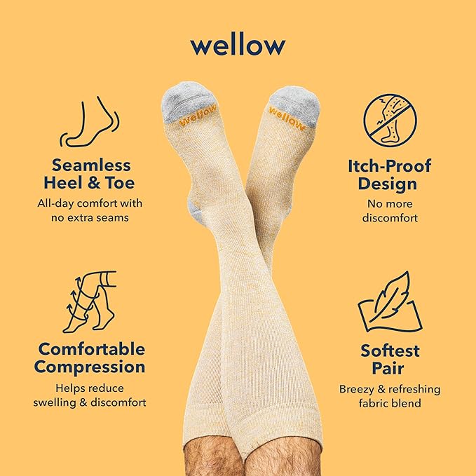 Wellow Premium Socks (Compression Socks - Regular) for Men & Women, Made with Viscose from Bamboo, Knee High, 18-25 mmHg