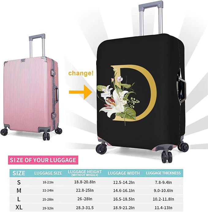Decorative D Suitcase Protectors Elastic Washable Luggage Covers With Concealed Zippers For 18-32 Inch Luggage (Size Xl: Fits 29-32 Inch)