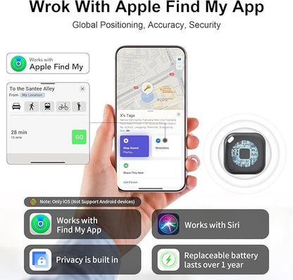 2 Packs Air Tracker Tags Compatible with Apple Find My (iOS Only), Bluetooth Tracker, Smart Keys Finder and Item Locator with Waterproof Case for Wallet Luggage Backpack 1B1W