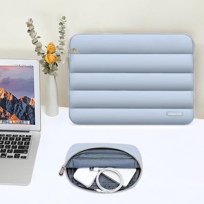 MOSISO 14 inch Laptop Case, 14 inch Puffy Laptop Sleeve Compatible with HP Lenovo Dell ASUS Acer, HP Stream, Dell Latitude, Lenovo IdeaPad, Polyester Horizontal Bag with Small Case, Baby Blue