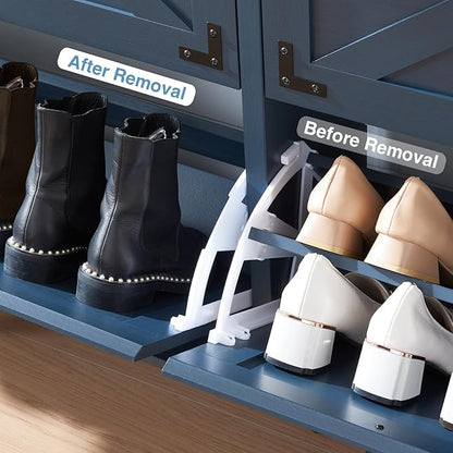 Shoe Storage Cabinet,Farmhouse Shoe Organizer with 4 Flip Drawers & Barn Door Design,Freestanding Hidden Slim Narrow Shoe Rack Cabinet for Entryway,Foyer,Hallway,Navy Blue