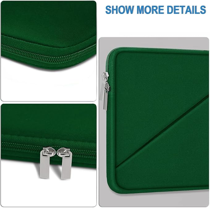 Laptop Case 15.6 inch, Traveling Carrying Computer Bag with Zippered Pocket, Shockproof Protective Laptop Sleeve Compatible for Apple Notebook, HP, Dell, Acer, Asus, Lenovo, Deep Green