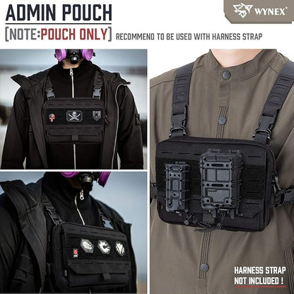 WYNEX Tactical Admin Pouch With Tri-Fold Open Design, MOLLE Tool Pouch, First Aid Pouch, EDC Utility Pouches, Tools Bag Attachment Organizer - Includes U.S.A Flag Patch