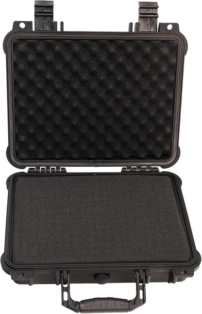 MEIJIA All Weather Waterproof Hard Camera Case,Hard Case,With Customized Fit Foam Included, Elegant Black,Fit for Drones,camera,lens (13.39"x11.61"x3.93")