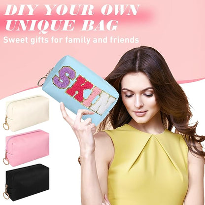 Chunful 24 Pcs Preppy Makeup Bag PU Leather Cosmetic Bag Bulk Makeup Plain Pouch Waterproof Toiletry Purse for Women Traveling Preppy Pencil Case Travel Purse Cosmetic(Mixed Colors)