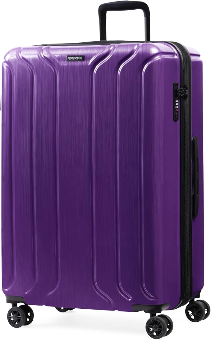 NONSTOP New York Elite Luggage Expandable Lightweight Spinner Wheels hard side shell Travel Suitcase Set, TSA Lock, Double USB Port, 3 packing cubes, Purple, 3-piece Set (20/24/28)