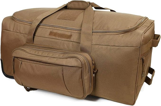 Heavy-Duty X-Large Military Tactical Wheeled Rolling Duffel Trolley Bag For Deployment Traveling Camping Sporting