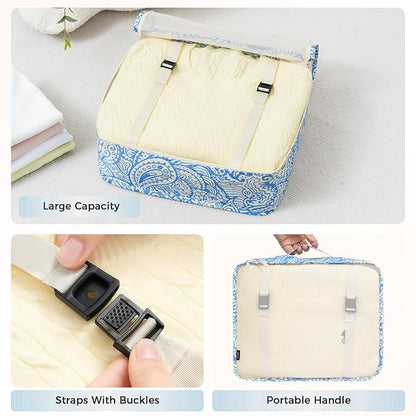 BAGAIL 8 Set Packing Cubes Luggage Packing Organizer Bags for Travel Accessories-Blue paisley