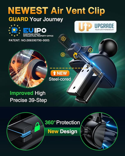 VANMASS [Pro Version] Universal Car Phone Mount [Super Suction Cup] Dashboard Phone Holder, Handsfree Windshield Dash Vent Phone Holder Car, Compatible for iPhone 16 15 14 13 Samsung LG & Truck,Green