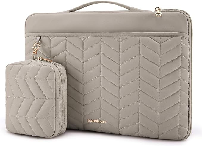 BAGSMART 13-14 inch Laptop Sleeve with Handle, Puffy Padded Laptop Case with Accessories Bag, MacBook Case Compatible with MacBook Air Pro 13.3 inch 14 inch, Computer Sleeve Fitted with Dell,HP