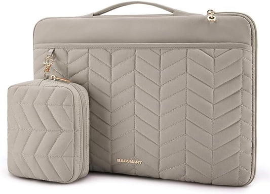 BAGSMART 13-14 inch Laptop Sleeve with Handle, Puffy Padded Laptop Case with Accessories Bag, MacBook Case Compatible with MacBook Air Pro 13.3 inch 14 inch, Computer Sleeve Fitted with Dell,HP