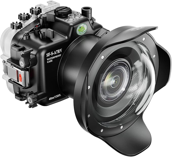 Sea frogs Underwater Camera Case Compatible with Sony A7RV for FE 24-70 F4 ZA OSS with Wide Angle Fisheye Lens IPX8 40m/130ft Maximum Diving Depth A7R-5 Waterproof Camera Housing for Diving A7R-V